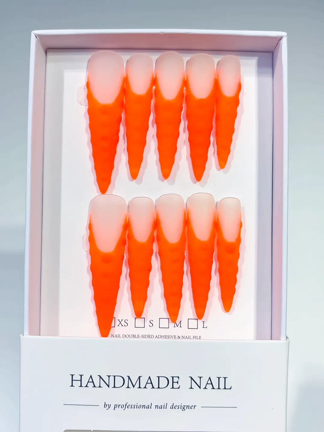 K004 - Long Orange Nude Stiletto Ombre