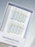 K010 - Long White Square Solid color Bow Linework