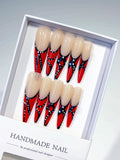 K011 - Long Nude Red Stiletto Abstract Dot