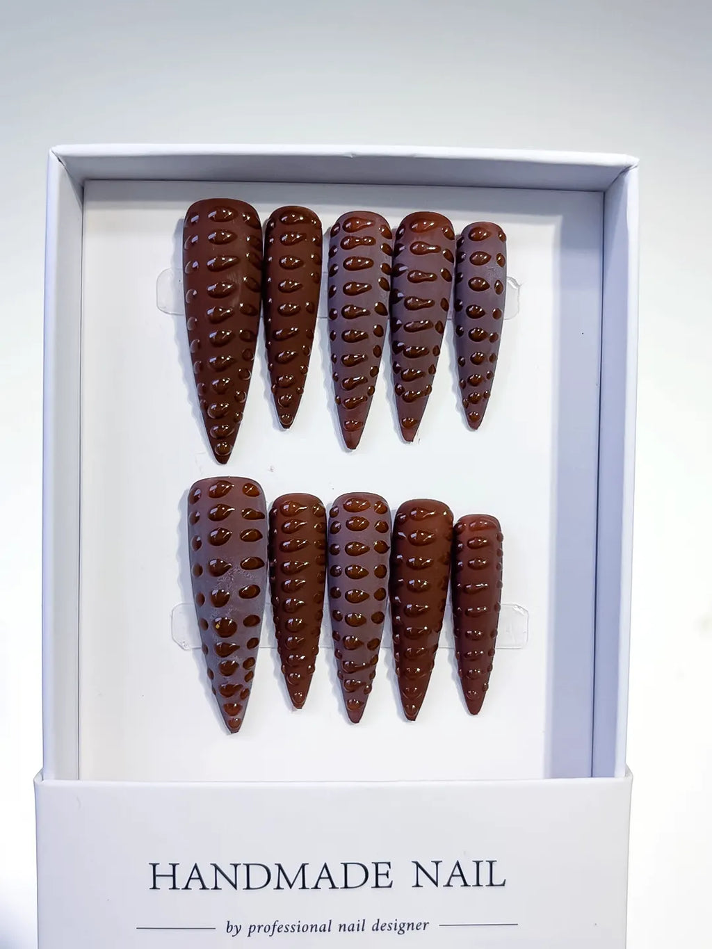 K018 - Long Brown Purple Stiletto Solid color 3D Texture