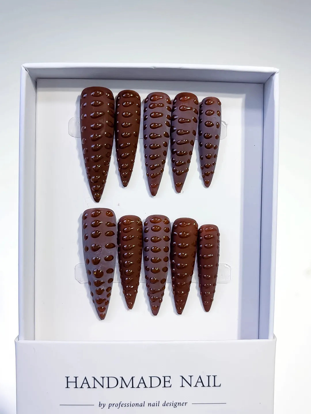 K018 - Long Brown Purple Stiletto Solid color 3D Texture