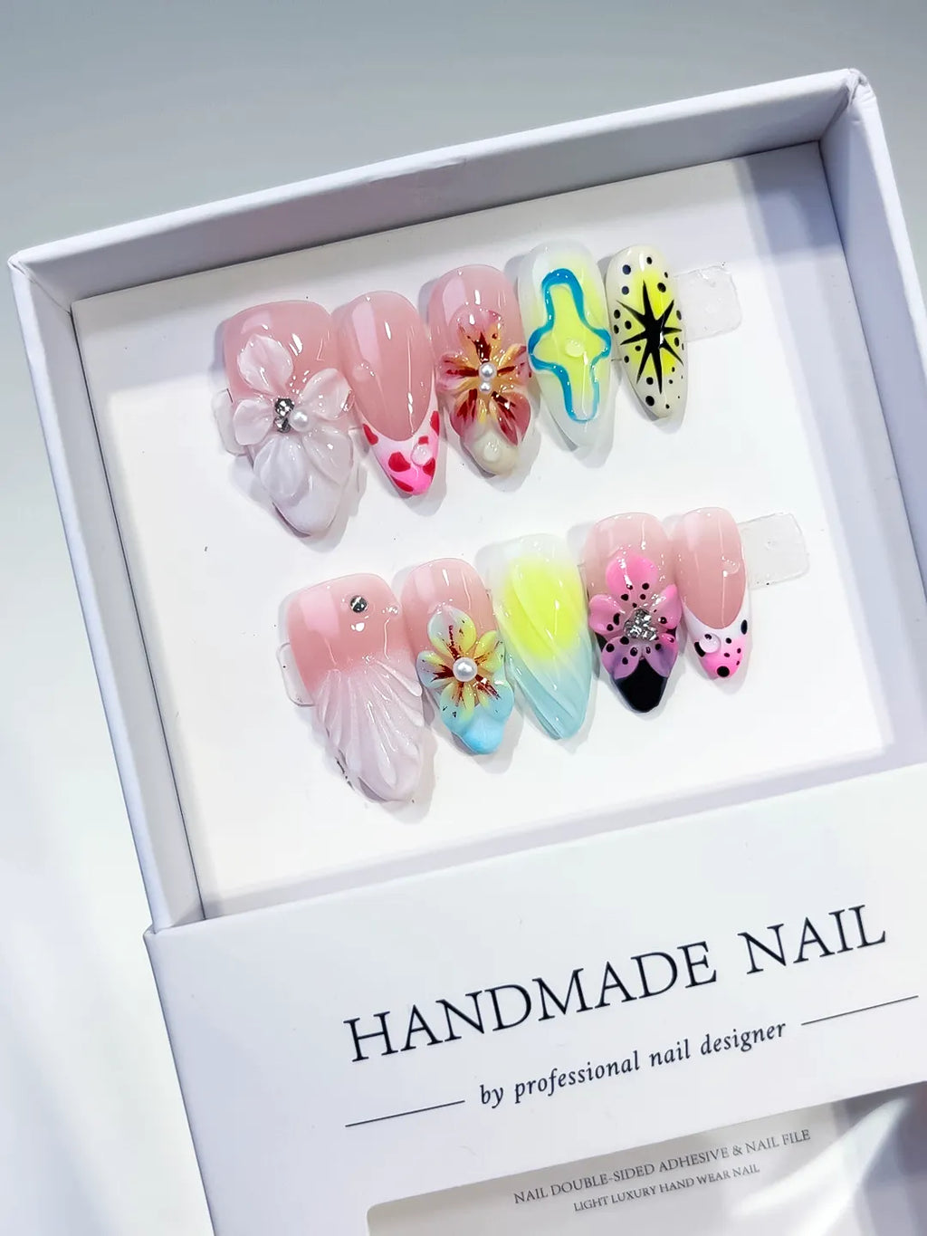 K036 - Medium Pink White Almond Abstract Flower Shell