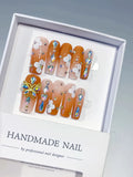 K039 - Long Orange Nude Square Solid color Butterfly Flower