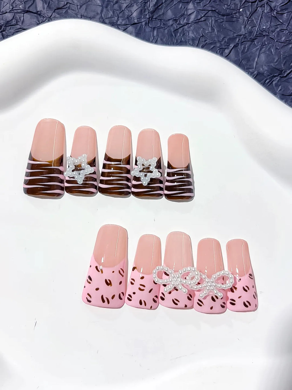 L026 - Long Pink Brown Duck Abstract Bow Star