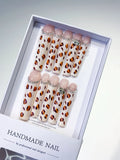 L072 - Long White Brown Square Abstract Animal Print Rhinestone