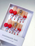L079 - Long Nude White Stiletto Abstract Bow Heart
