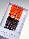 L080 - Long Orange Black Square Abstract