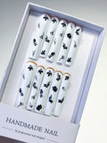 L093 - Long White Black Square Floral