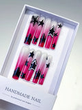 L098 - Long White Pink Square Ombre Star 3D