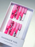 L100 - Long Pink White Square Abstract Lip Print