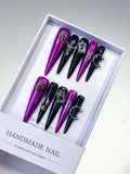 L101 - Long Pink Black Stiletto Metallic Dragonfly Frame Charm