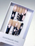 L110 - Long Nude White Square Abstract Star Rhinestone
