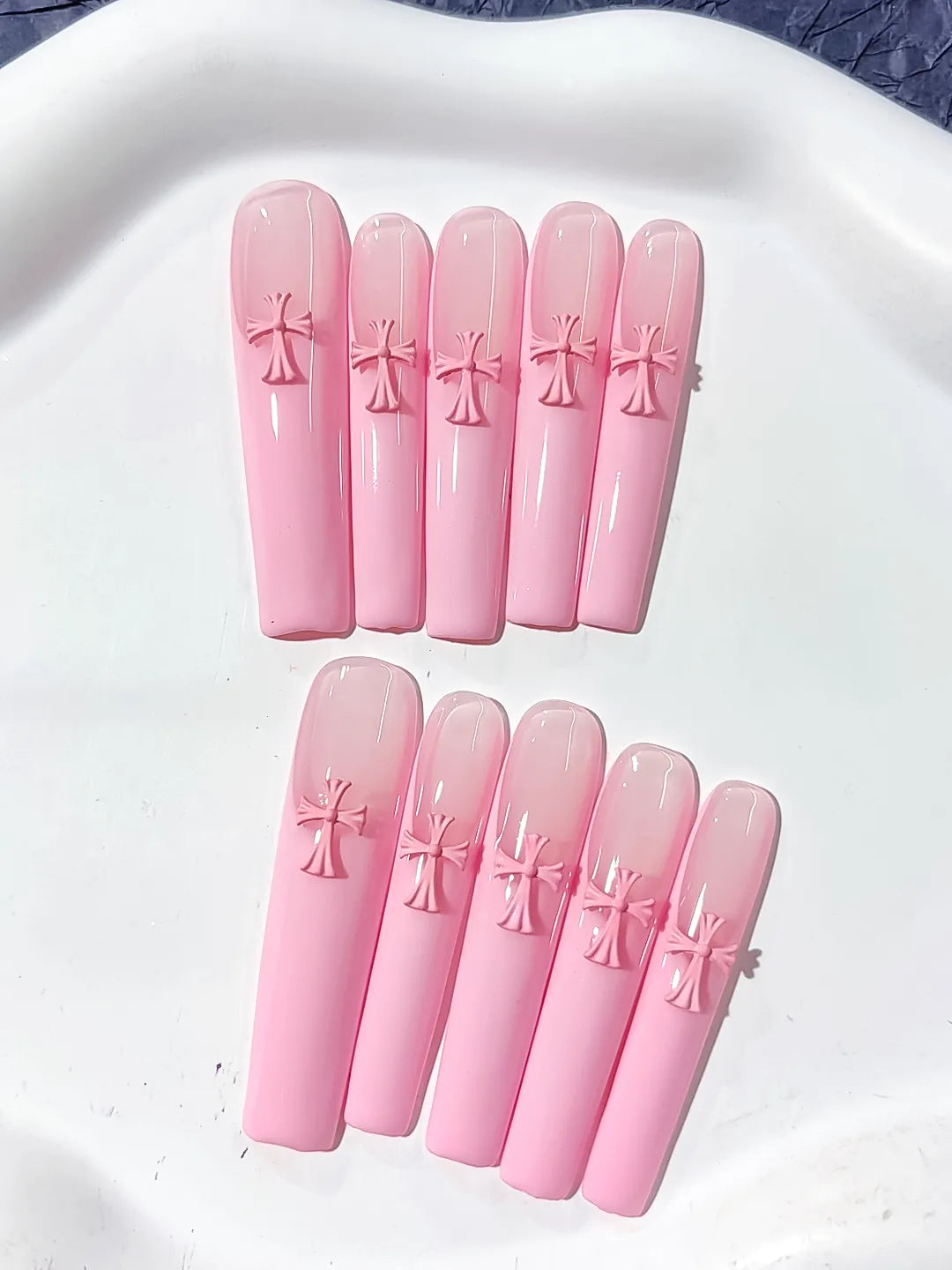 L122 - Long Pink Square Solid color Cross 3D