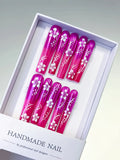 L131 - Long Pink White Square Floral