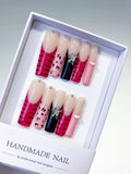 L137 - Long Nude Pink Square Abstract Animal Print Glitter