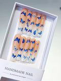 L140 - Long Nude Blue Square Solid color Butterfly