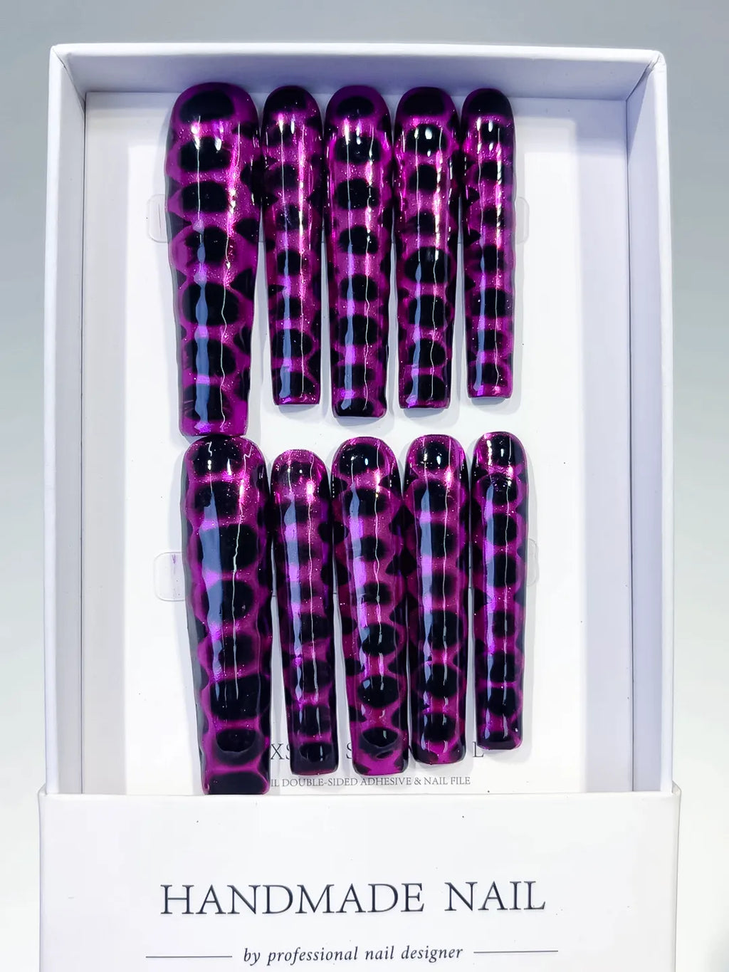 L151 - Long Black Purple Square Abstract Animal Print