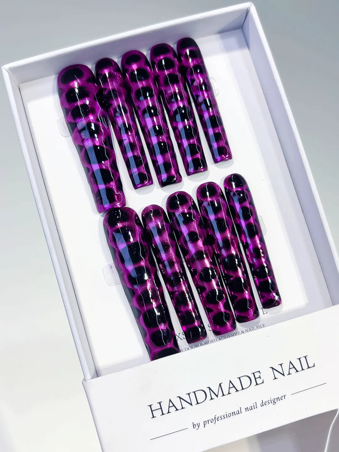 L151 - Long Black Purple Square Abstract Animal Print