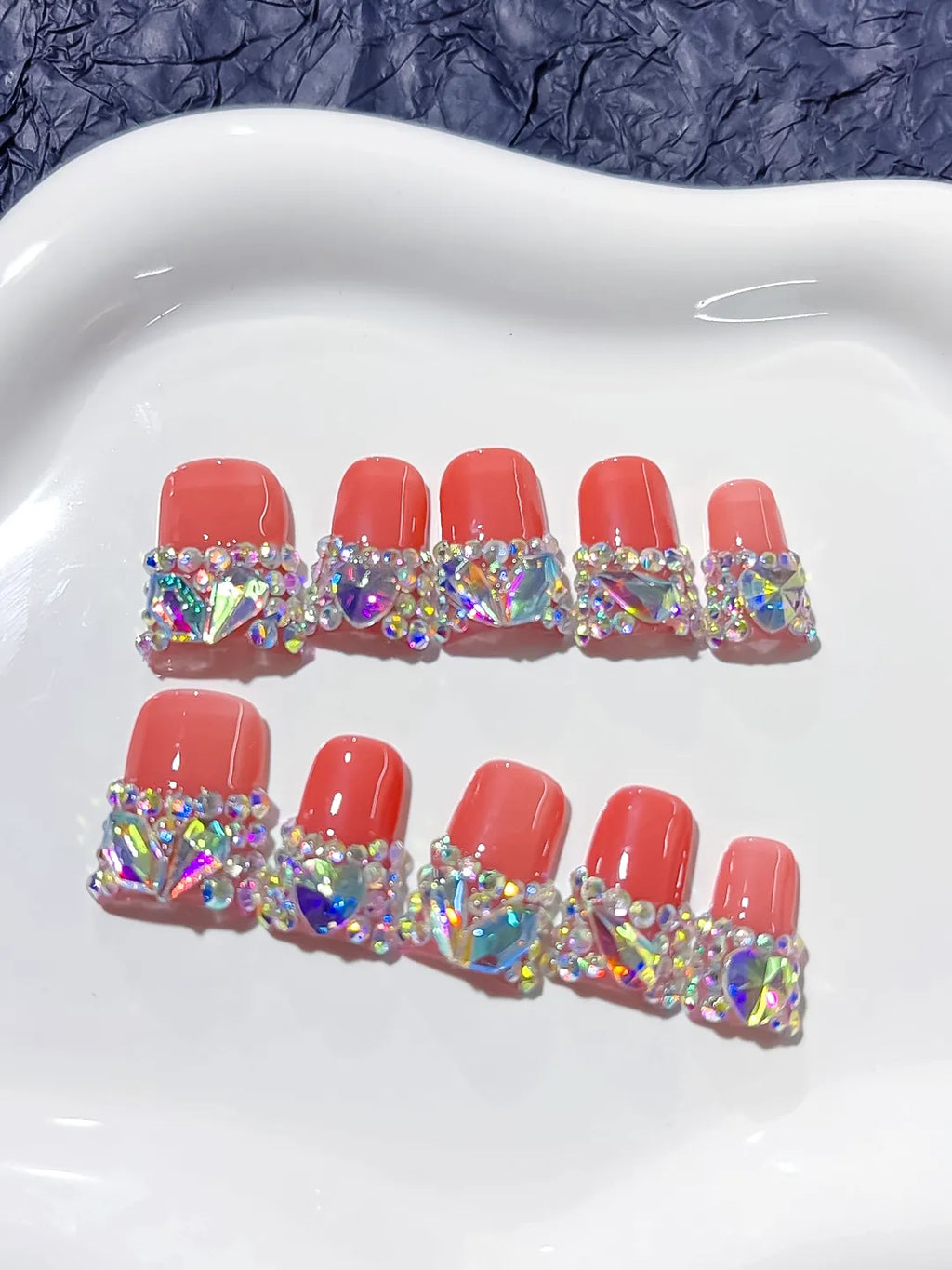 L196 - Short Orange Pink Duck Glitter