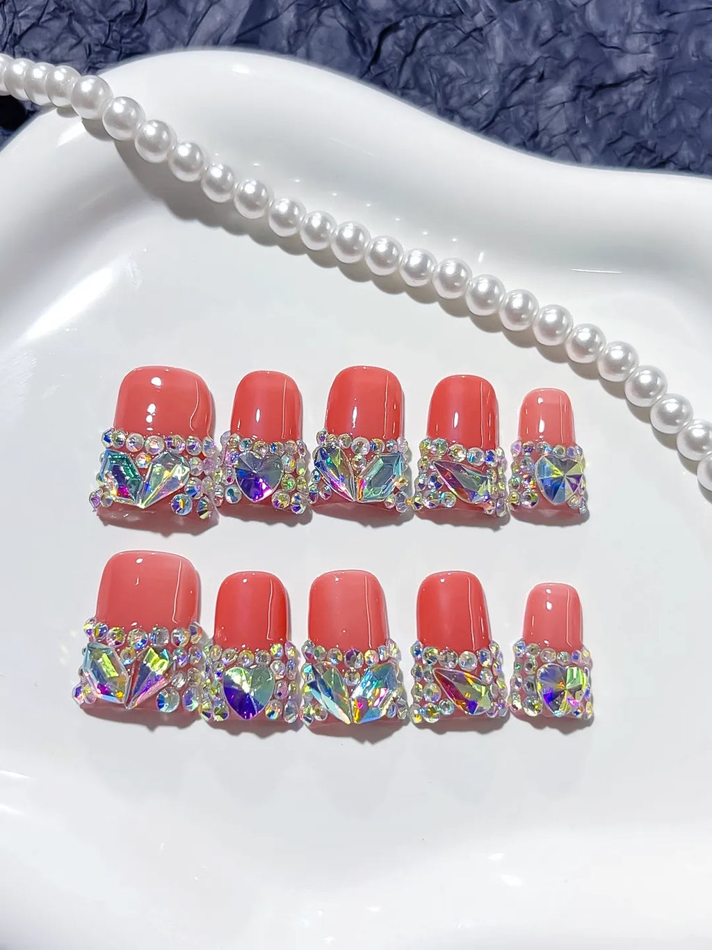 L196 - Short Orange Pink Duck Glitter
