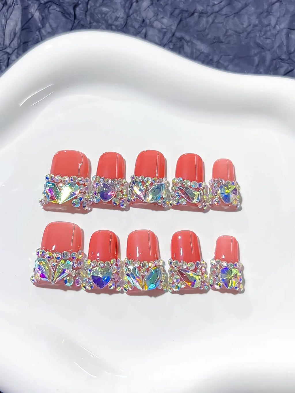 L196 - Short Orange Pink Duck Glitter