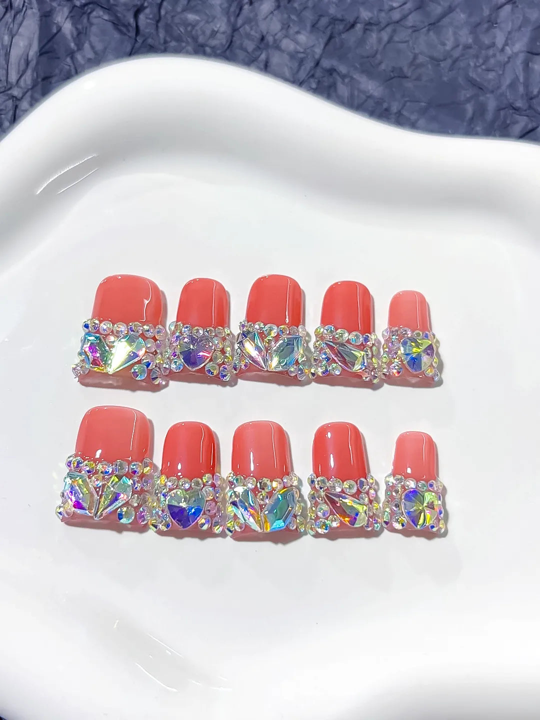 L196 - Short Orange Pink Duck Glitter
