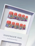 L196 - Short Orange Pink Duck Glitter