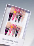 L199 - Long Nude Pink Stiletto Abstract Bow Star