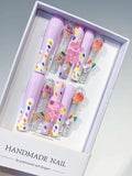 L209 - Long Purple White Square Abstract Ice Cream Lollipop