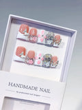 L215 - Short Nude White Duck French tip Butterfly Flower