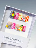 L220 - Short Nude Pink Duck Abstract Heart Checkered