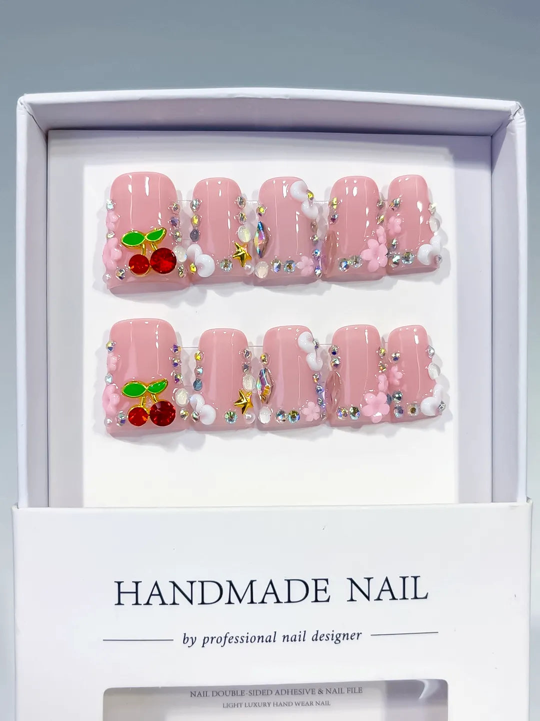 L227 - Short Pink Nude Duck Solid color Cherry Flower