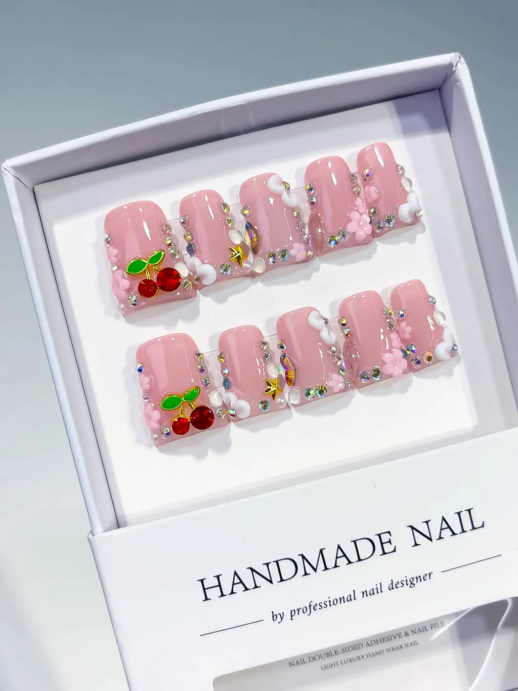 L227 - Short Pink Nude Duck Solid color Cherry Flower