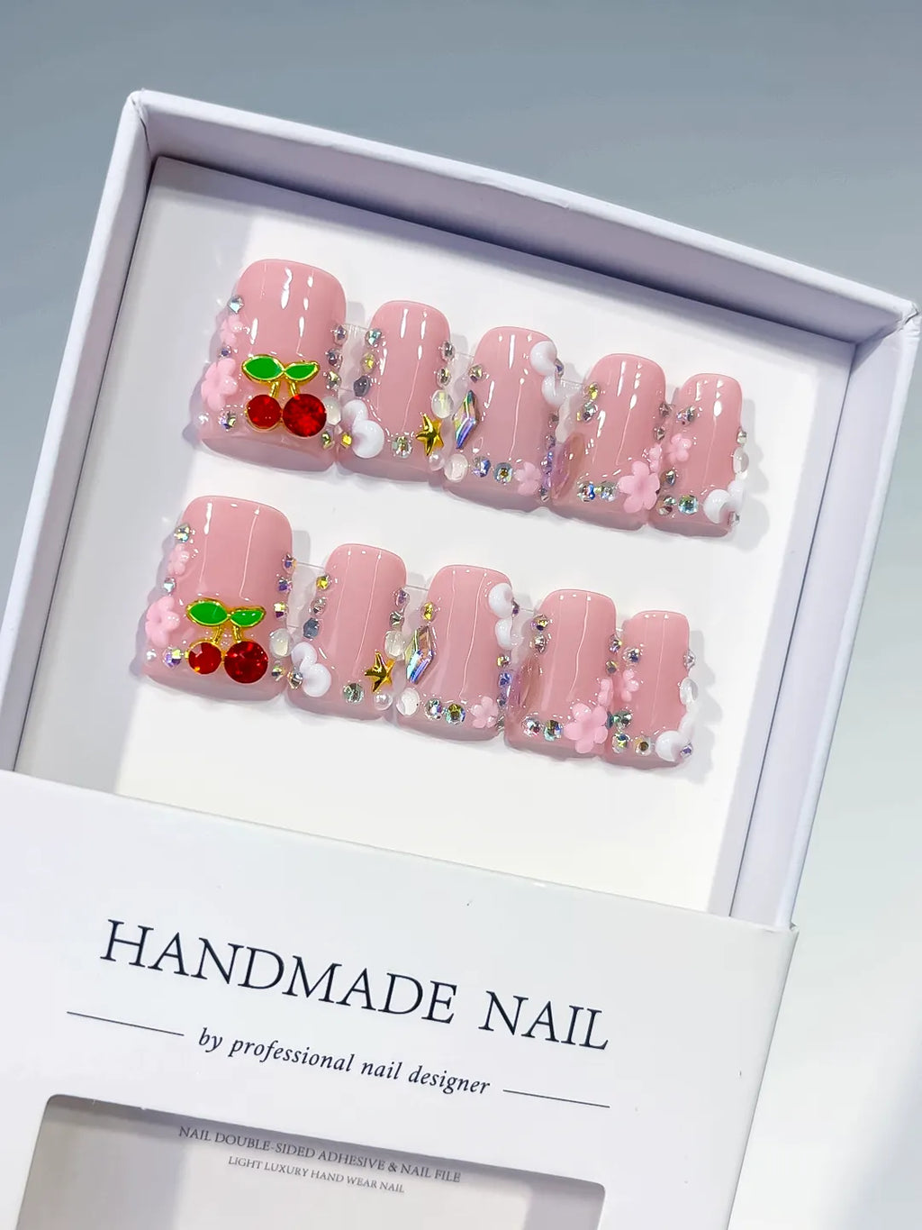 L227 - Short Pink Nude Duck Solid color Cherry Flower