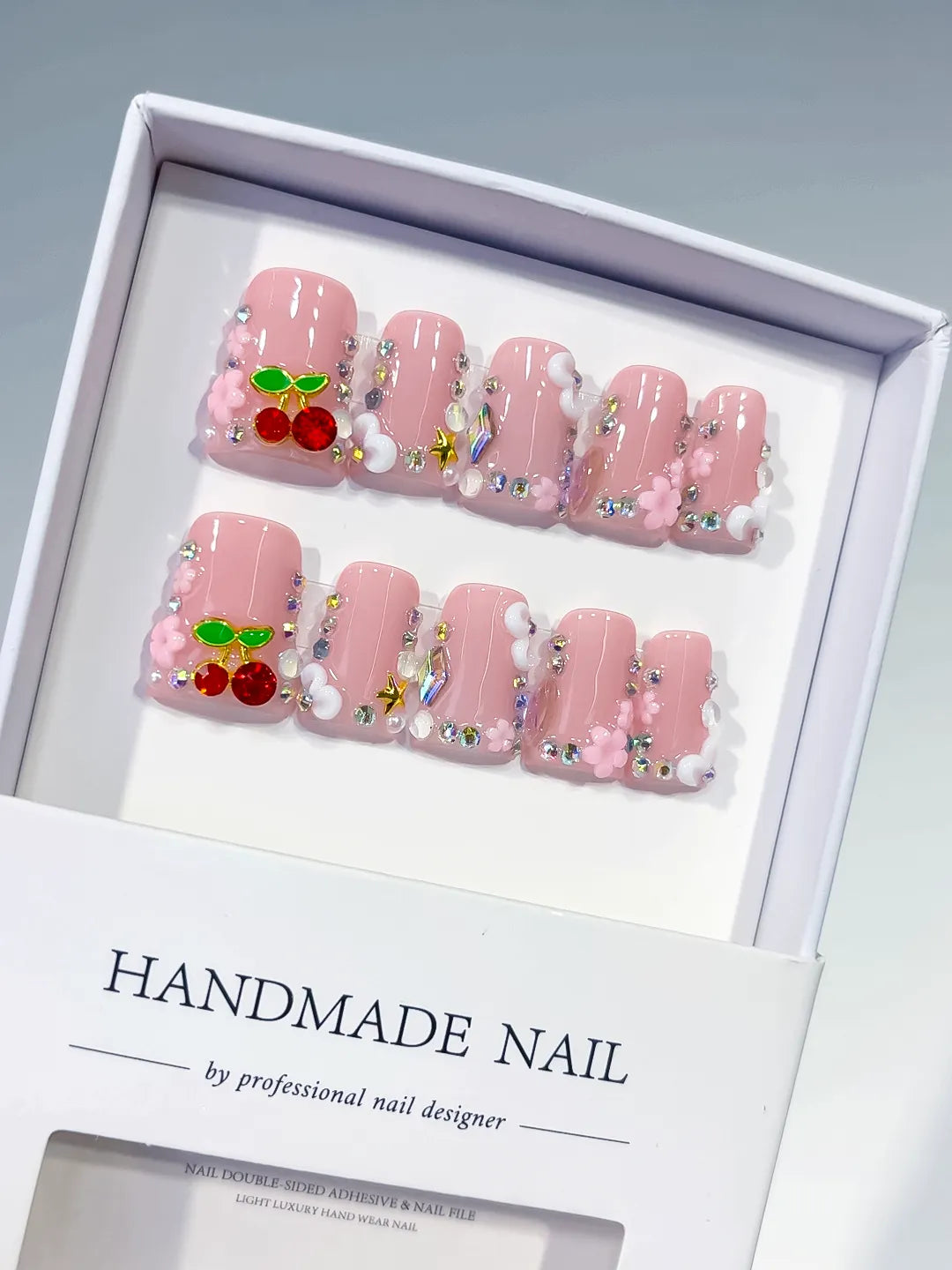 L227 - Short Pink Nude Duck Solid color Cherry Flower