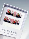 L228 - Short Pink Black Duck Abstract Cherry Floral