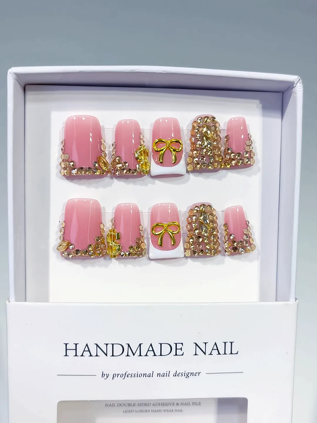 L234 - Short Pink White Duck Glitter Bow