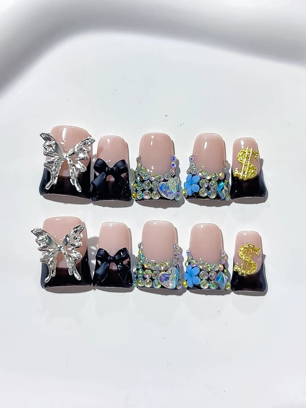 L236 - Short Nude Black Duck Abstract Bow Butterfly