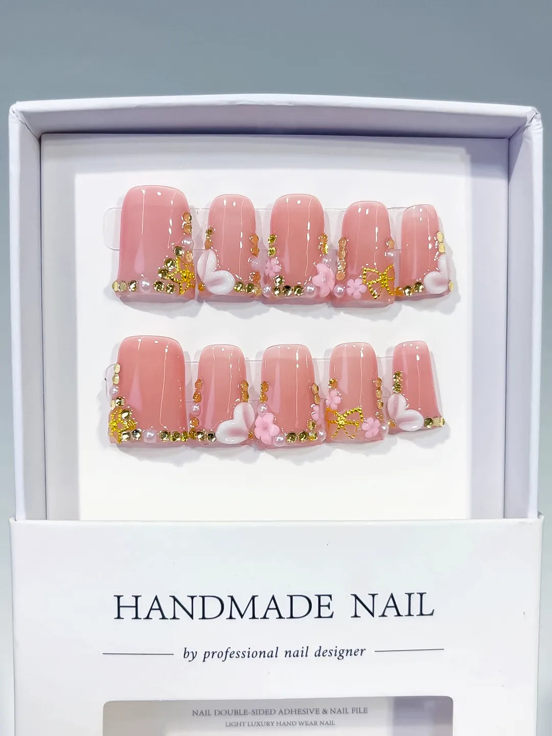 L239 - Short Pink White Duck Solid color Flower Butterfly