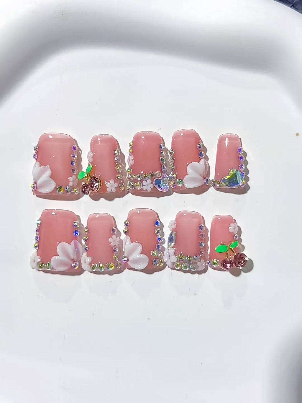 L240 - Short Pink Silver Duck Solid color Butterfly Flower