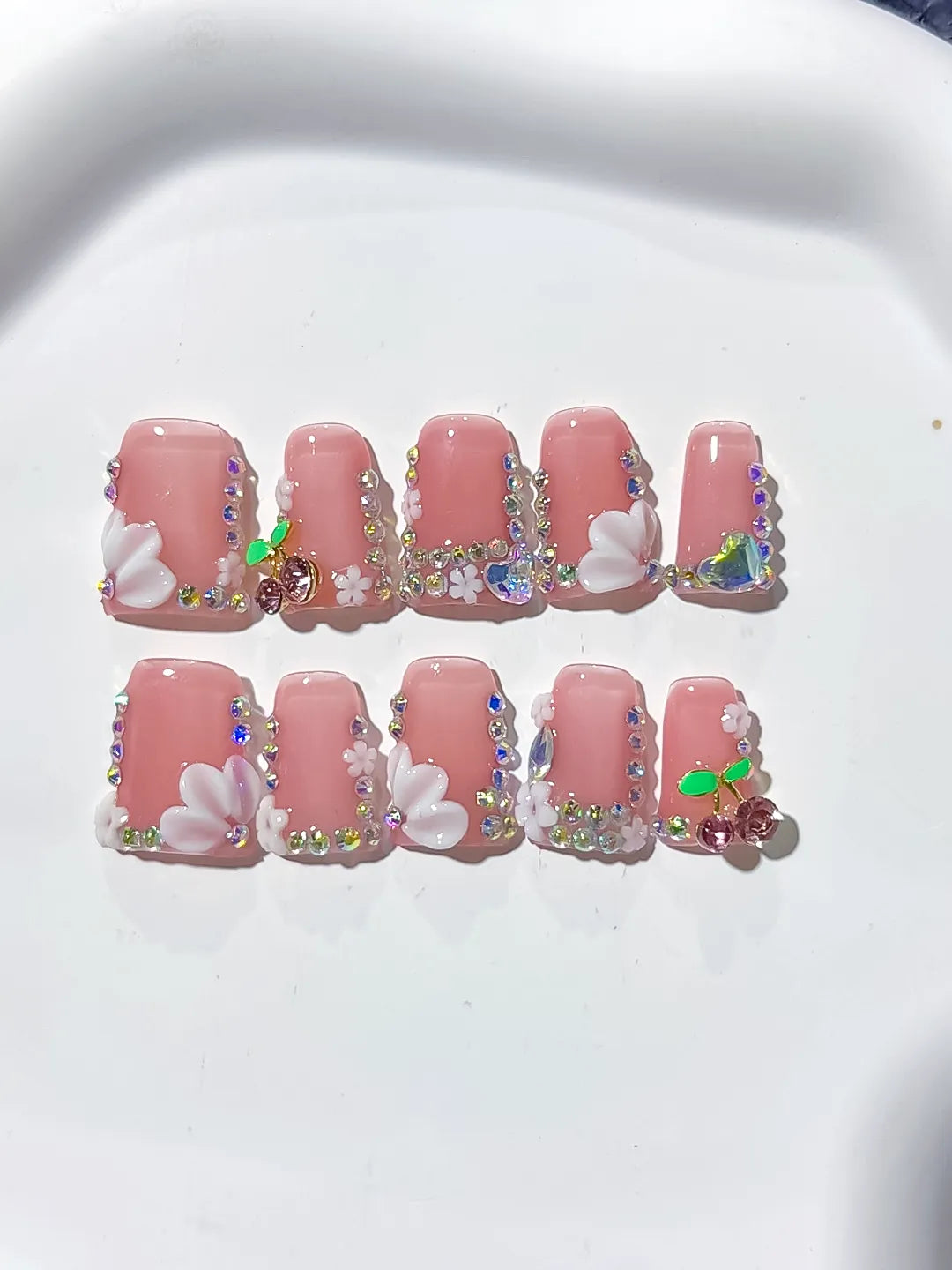 L240 - Short Pink Silver Duck Solid color Butterfly Flower