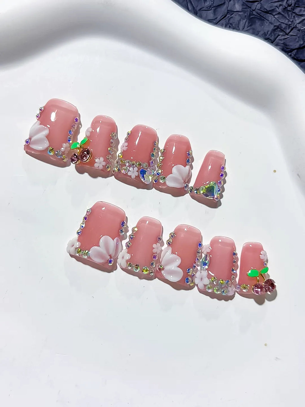 L240 - Short Pink Silver Duck Solid color Butterfly Flower