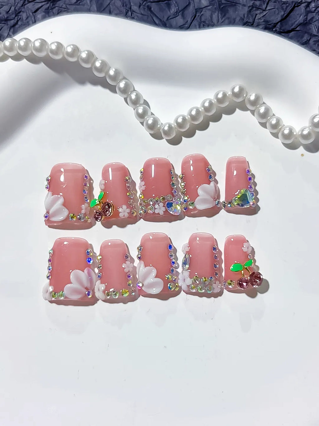 L240 - Short Pink Silver Duck Solid color Butterfly Flower