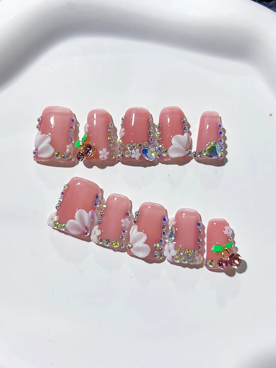 L240 - Short Pink Silver Duck Solid color Butterfly Flower