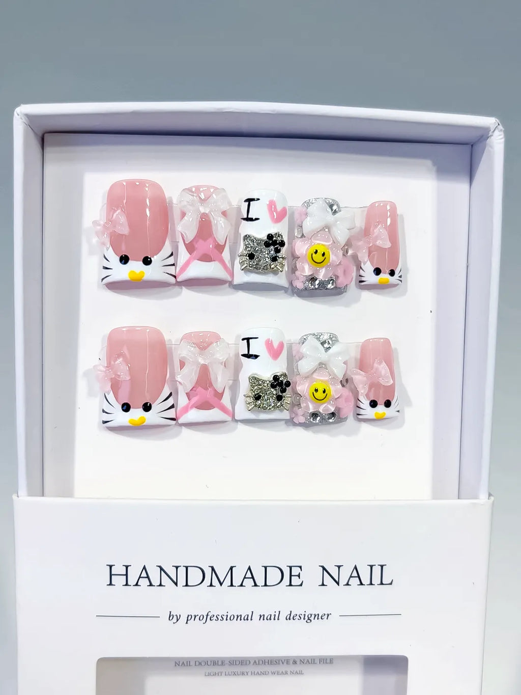 L270 - Short Pink White Duck Abstract Bow Smile