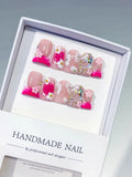 L273 - Short Pink White Duck Abstract Flower Rhinestone