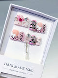 L276 - Short Pink White Duck Abstract Bow Heart