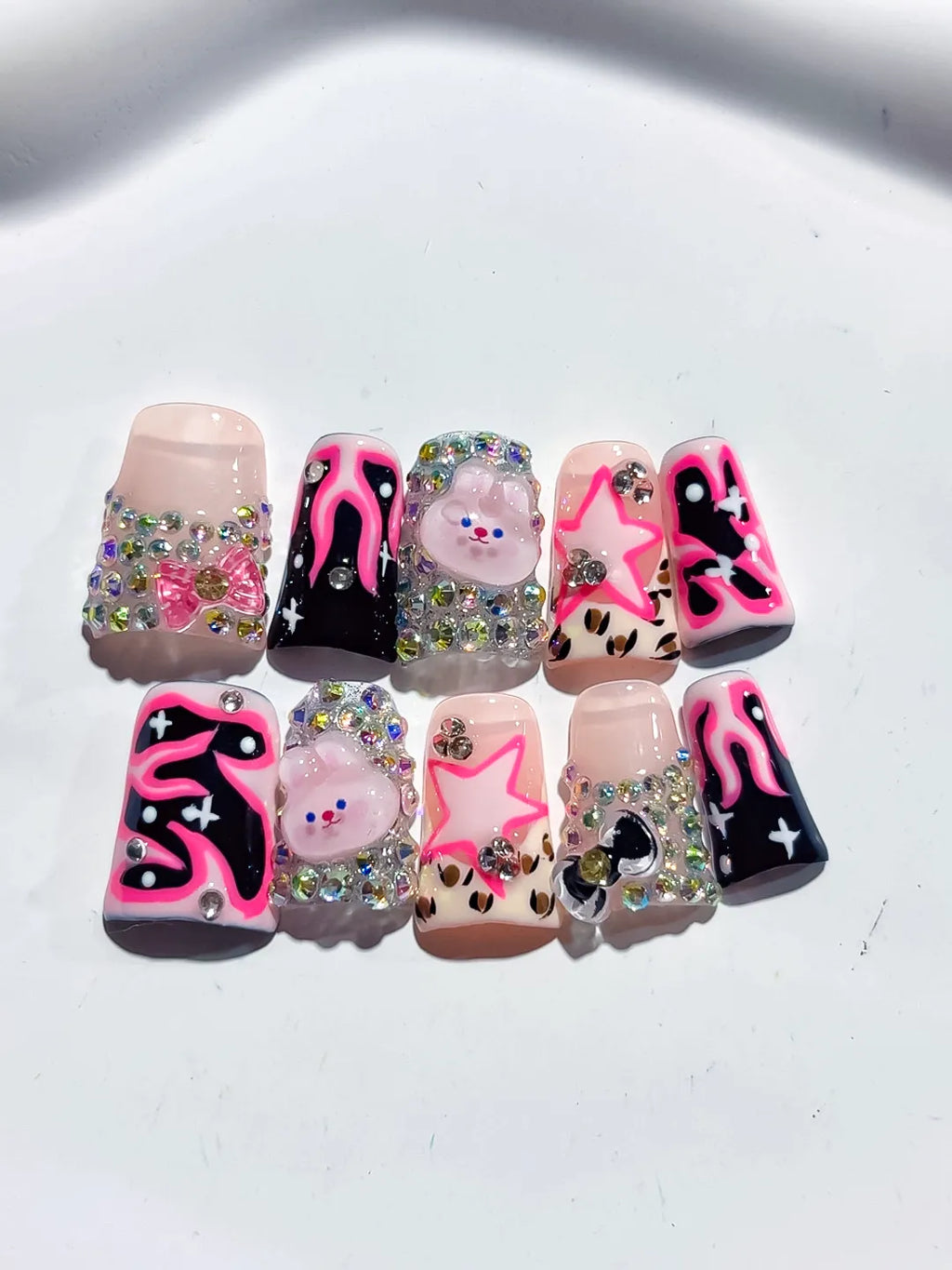 L281 - Short Nude Pink Duck Abstract Star Bear