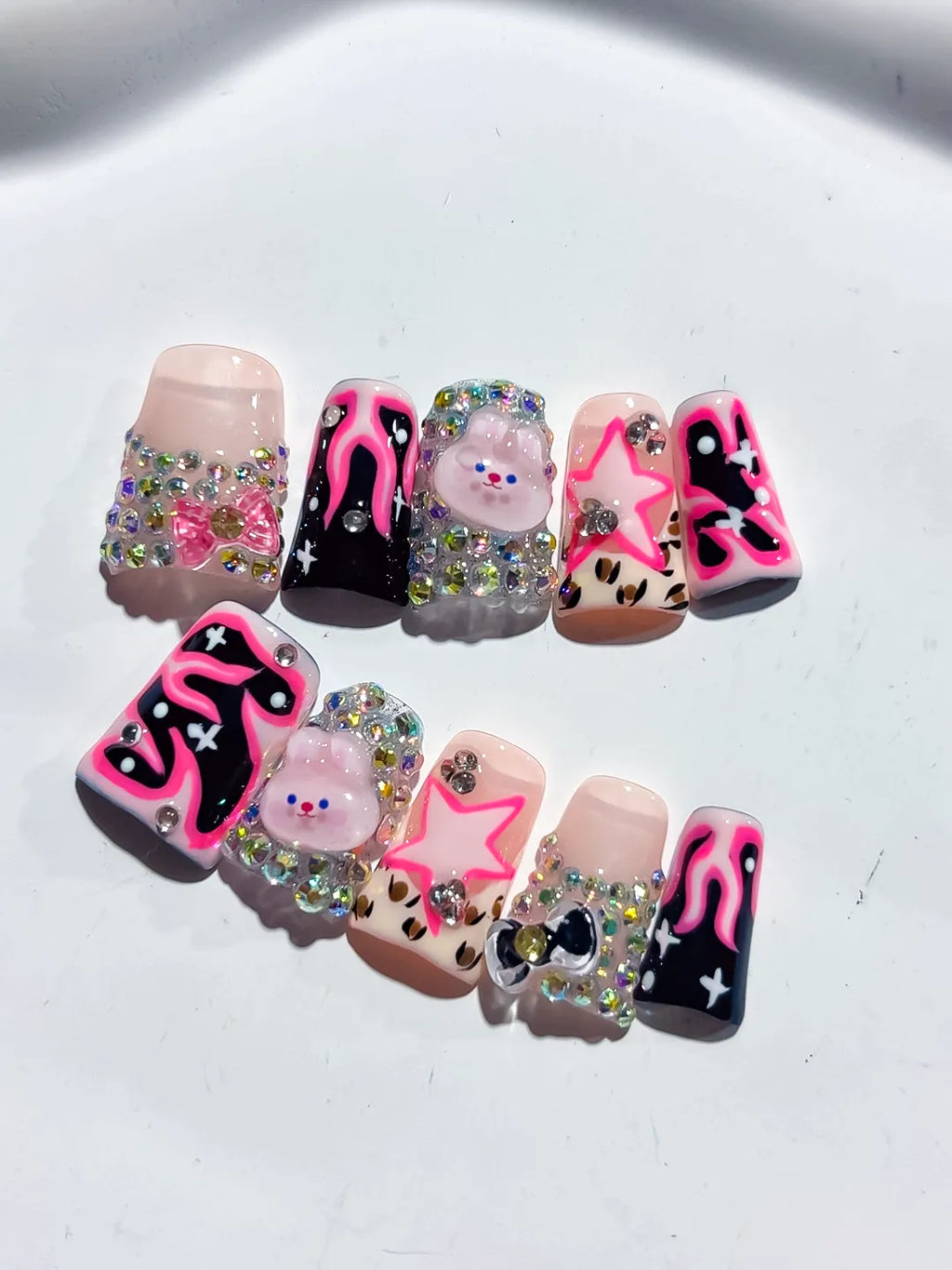 L281 - Short Nude Pink Duck Abstract Star Bear