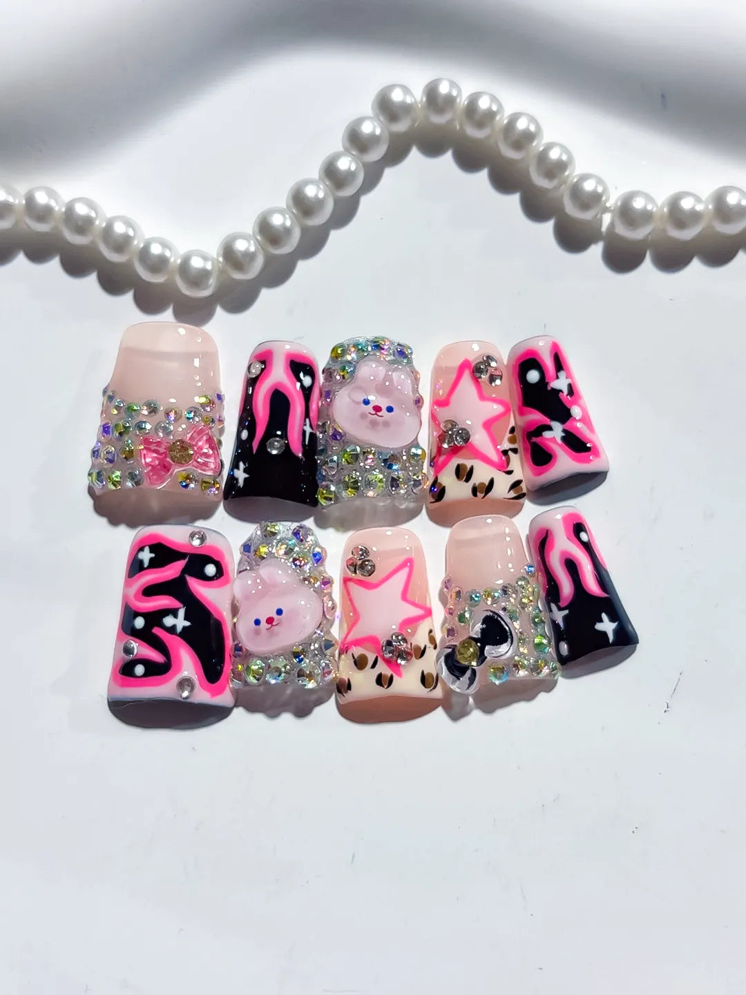 L281 - Short Nude Pink Duck Abstract Star Bear